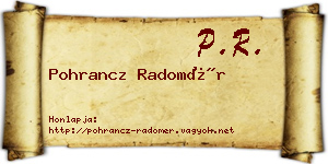 Pohrancz Radomér névjegykártya